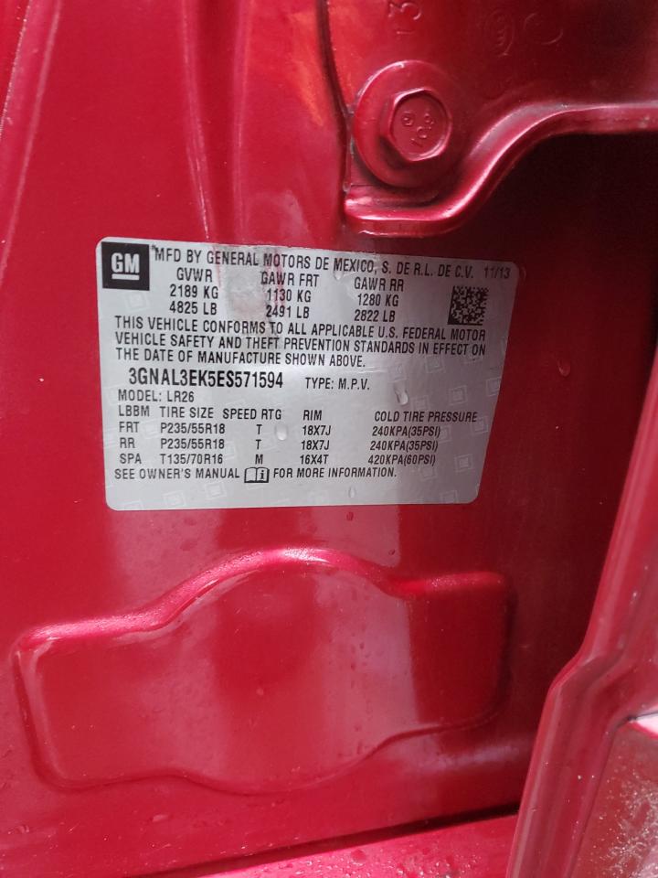 2014 Chevrolet Captiva VIN 3GNAL3EK5ES571594 Copart auction photo, front end damage thumbnail 12