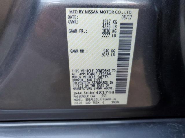 2017 Nissan Altima VIN 1N4AL3AP4HC481749 Copart auction photo, front end / side damage thumbnail 12