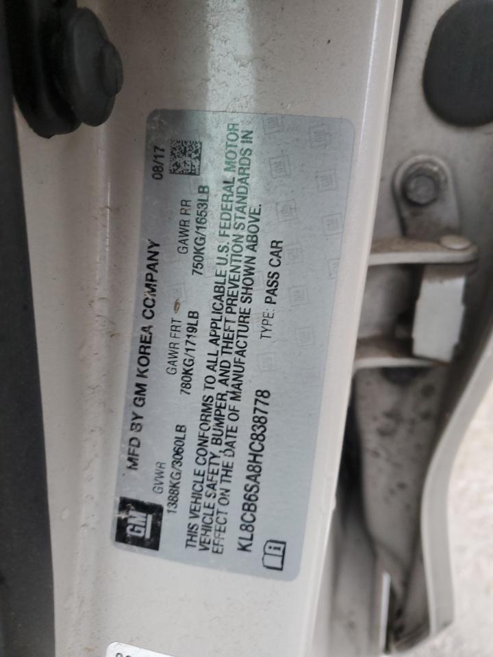 2017 Chevrolet Spark VIN KL8CB6SA8HC838778 Copart auction photo, vandalism damage thumbnail 12