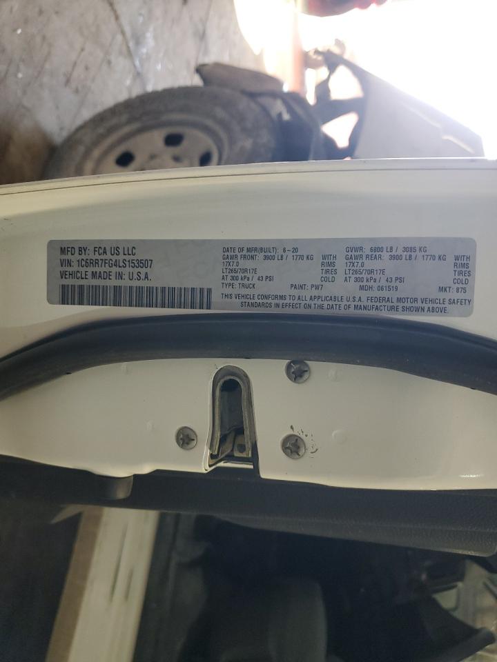 2020 RAM 1500 VIN 1C6RR7FG4LS153507 Copart auction photo, front end / minor dent/scratches damage thumbnail 13