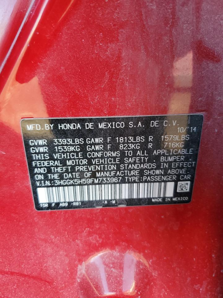 2015 Honda Fit VIN 3HGGK5H59FM733967 Copart auction photo, front end / hail damage thumbnail 14