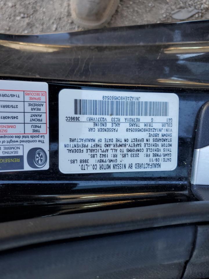 2012 Nissan 370Z VIN JN1AZ4EH9CM560549 Copart auction photo, vandalism / hail damage thumbnail 12