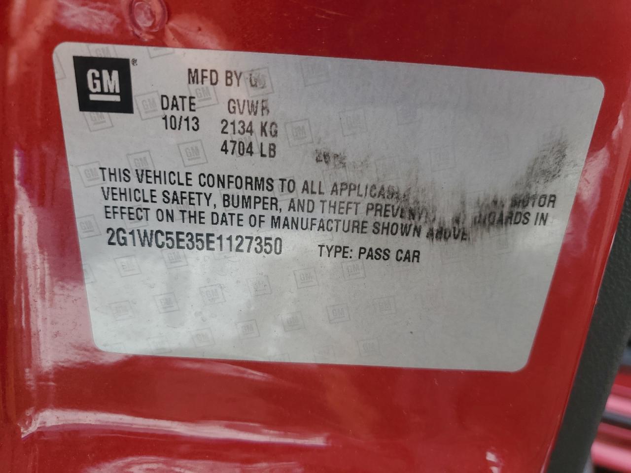 2014 Chevrolet Impala VIN 2G1WC5E35E1127350 Copart auction photo, front end damage thumbnail 12