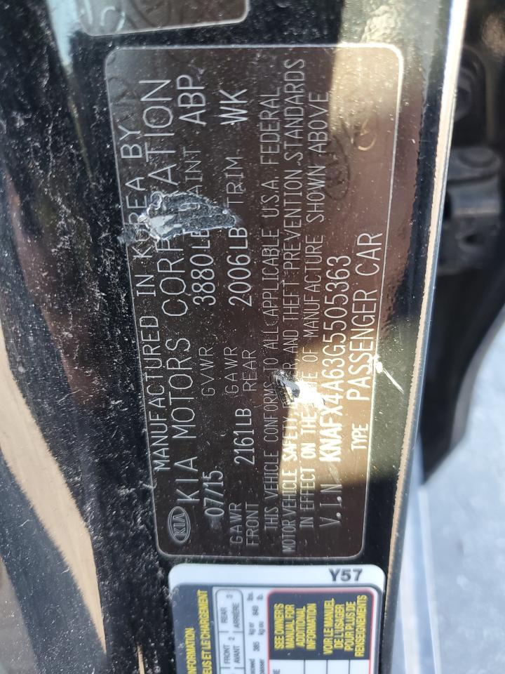 2016 KIA Forte VIN KNAFX4A63G5505363 Copart auction photo, rear end damage thumbnail 12