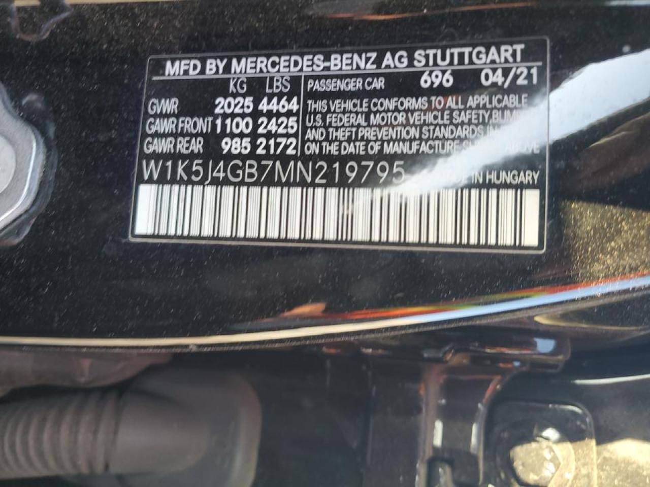 2021 Mercedes-Benz CLA-klasse VIN W1K5J4GB7MN219795 Copart auction photo, front end / side damage thumbnail 13