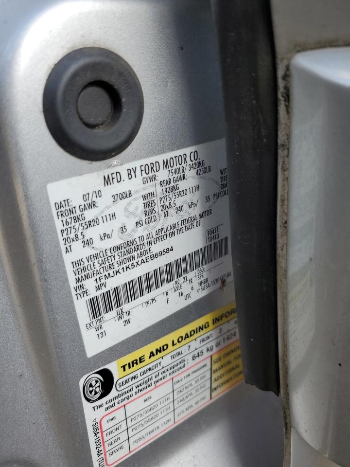 2010 Ford Expedition VIN 1FMJK1K5XAEB69584 Copart auction photo, front end damage thumbnail 14