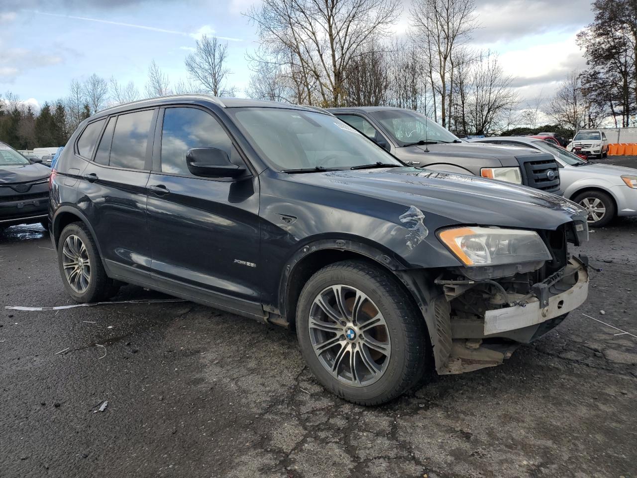 2011 BMW X3 VIN 5UXWX5C52BLK59146 Copart auction photo, all over / front end damage thumbnail 4