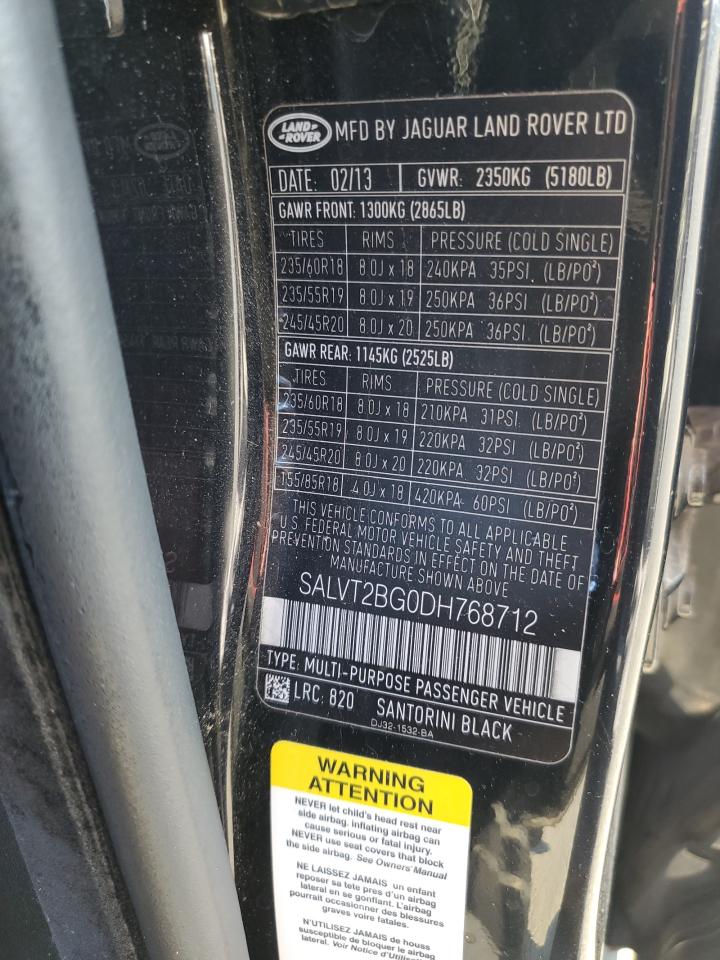 2013 Land Rover Range Rover VIN SALVT2BG0DH768712 Copart auction photo, burn - engine damage thumbnail 13