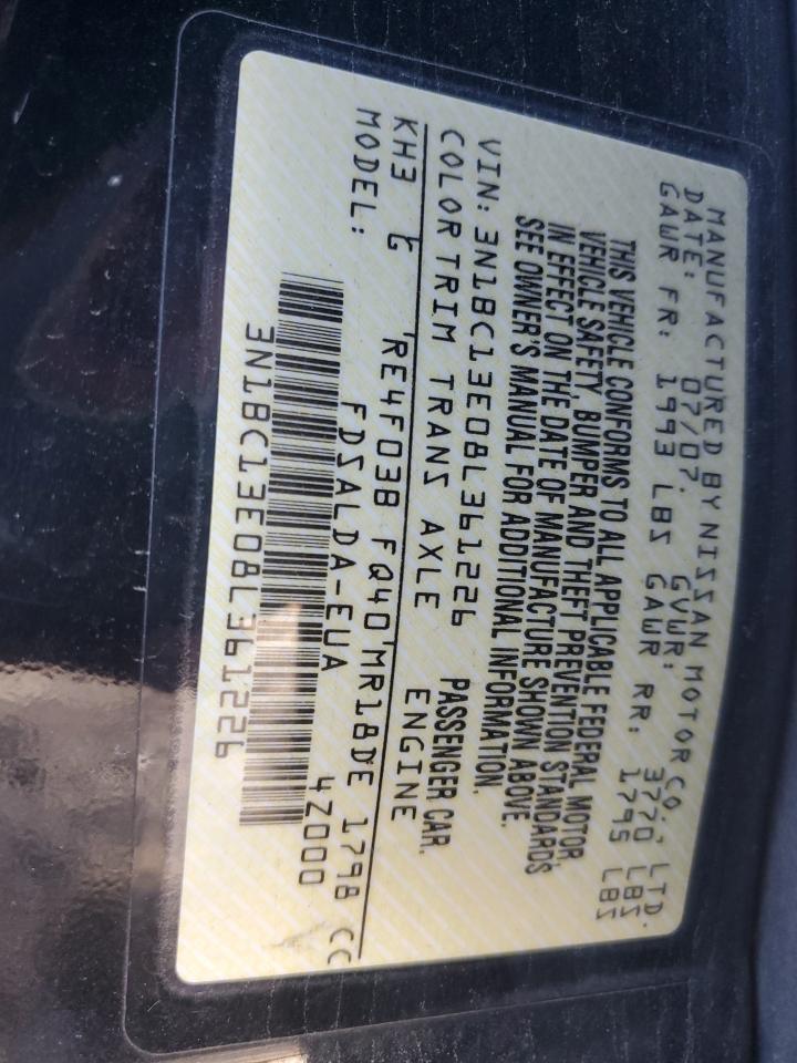 2008 Nissan Versa VIN 3N1BC13E08L361226 Copart auction photo, side damage thumbnail 12