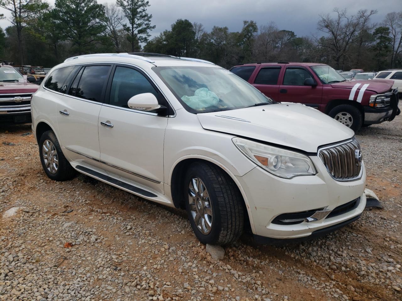 2015 Buick Enclave VIN 5GAKVBKD1FJ199683 Copart auction photo, side / front end damage thumbnail 4