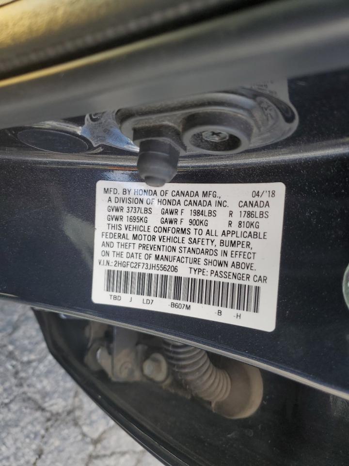 2018 Honda Civic VIN 2HGFC2F73JH556206 Copart auction photo, front end / side damage thumbnail 13