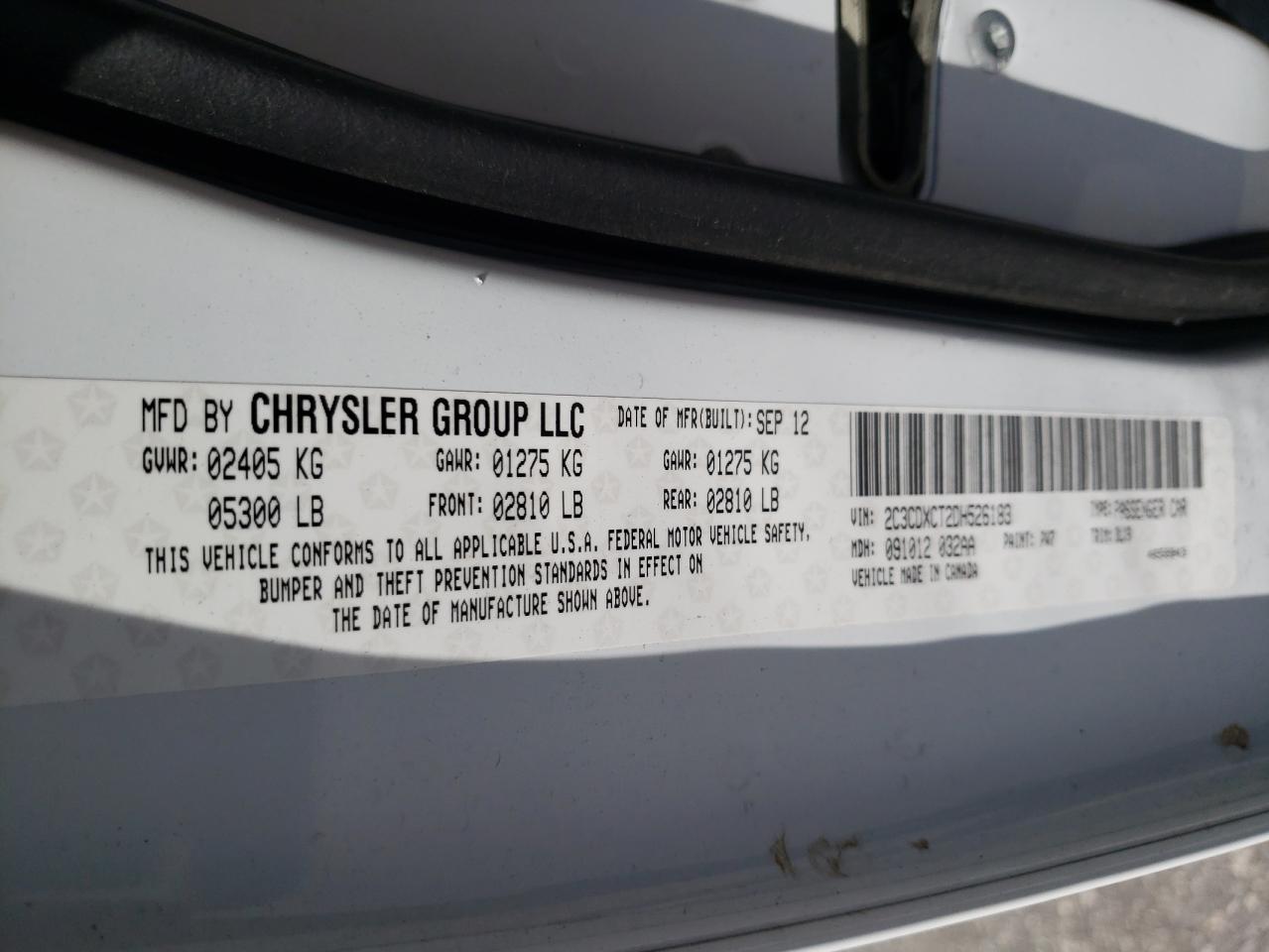 2013 Dodge Charger VIN 2C3CDXCT2DH526183 Copart auction photo, front end damage thumbnail 12