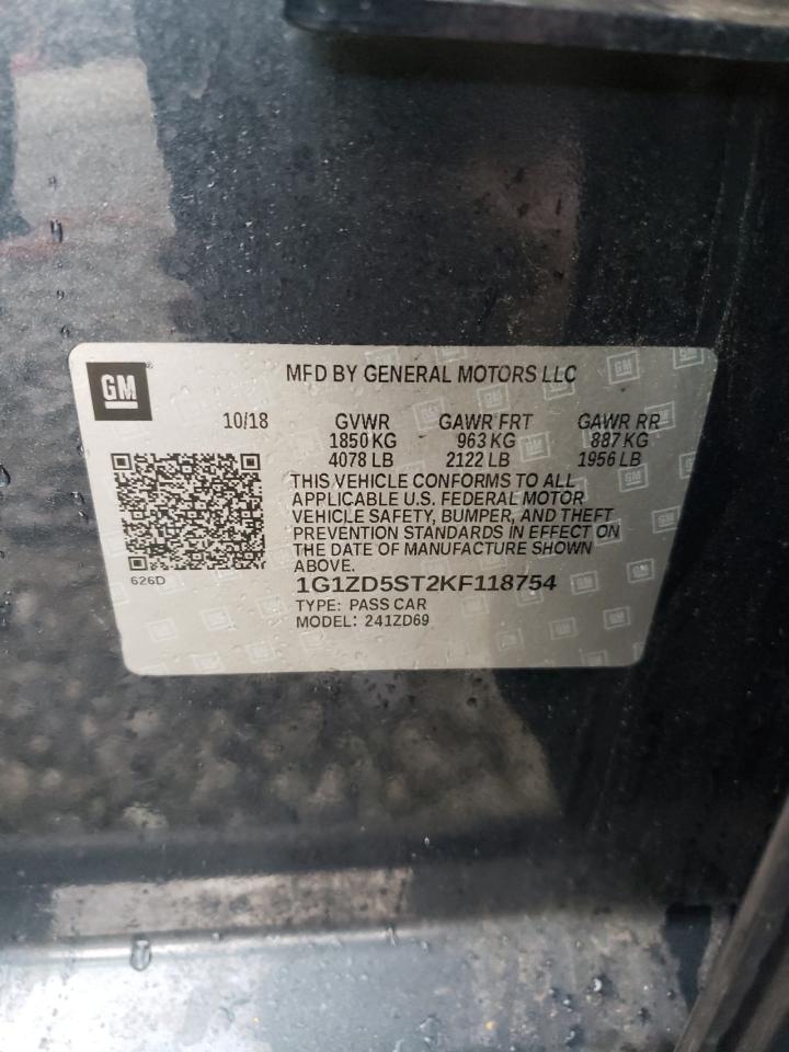 2019 Chevrolet Malibu VIN 1G1ZD5ST2KF118754 Copart auction photo, front end damage thumbnail 14