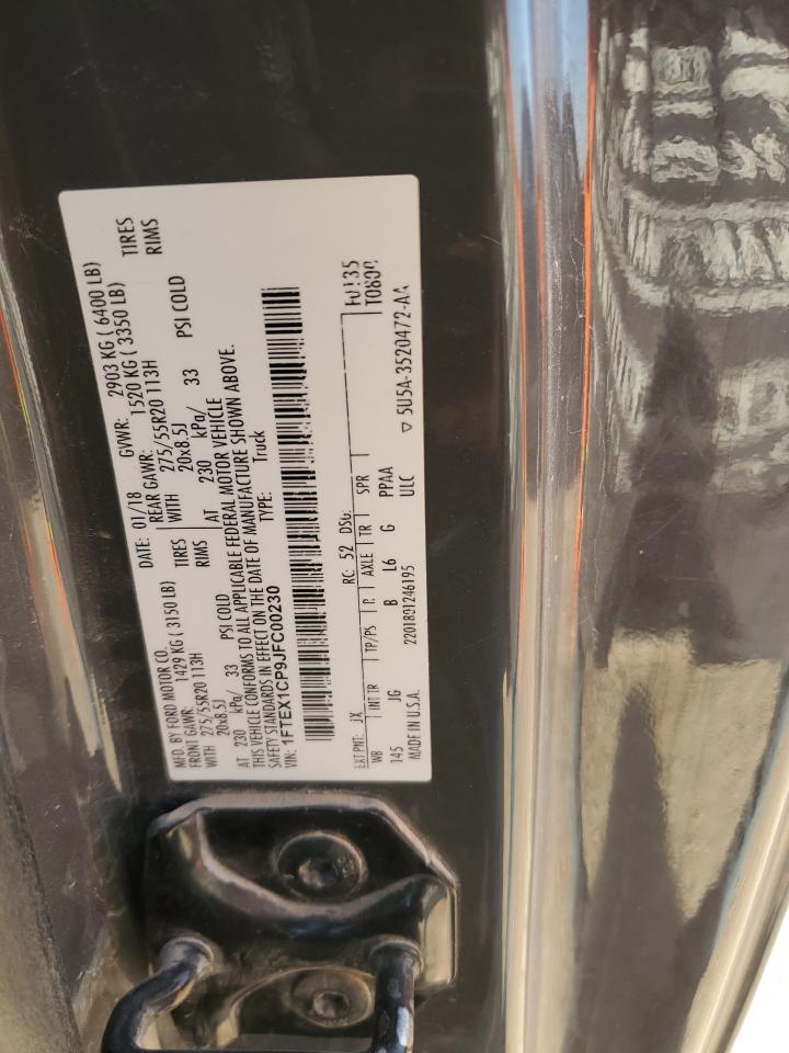 2018 Ford F-150 VIN 1FTEX1CP9JFC00230 Copart auction photo, front end damage thumbnail 13