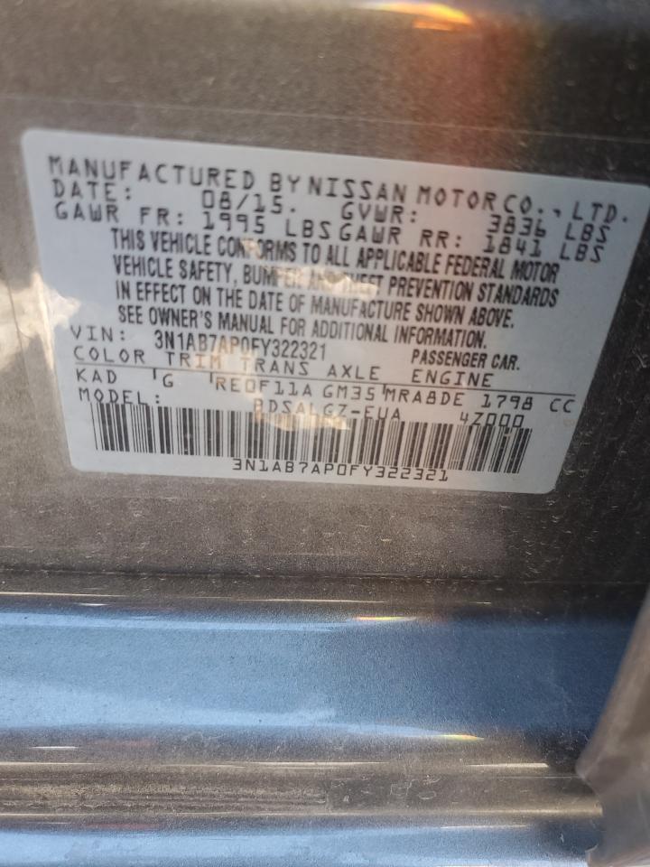 2015 Nissan Sentra VIN 3N1AB7AP0FY322321 Copart auction photo, front end damage thumbnail 12