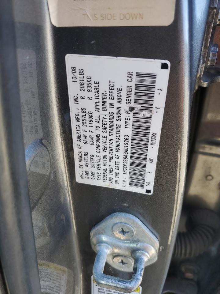 2009 Honda Accord VIN 1HGCP36849A019263 Copart auction photo, rear end / front end damage thumbnail 13