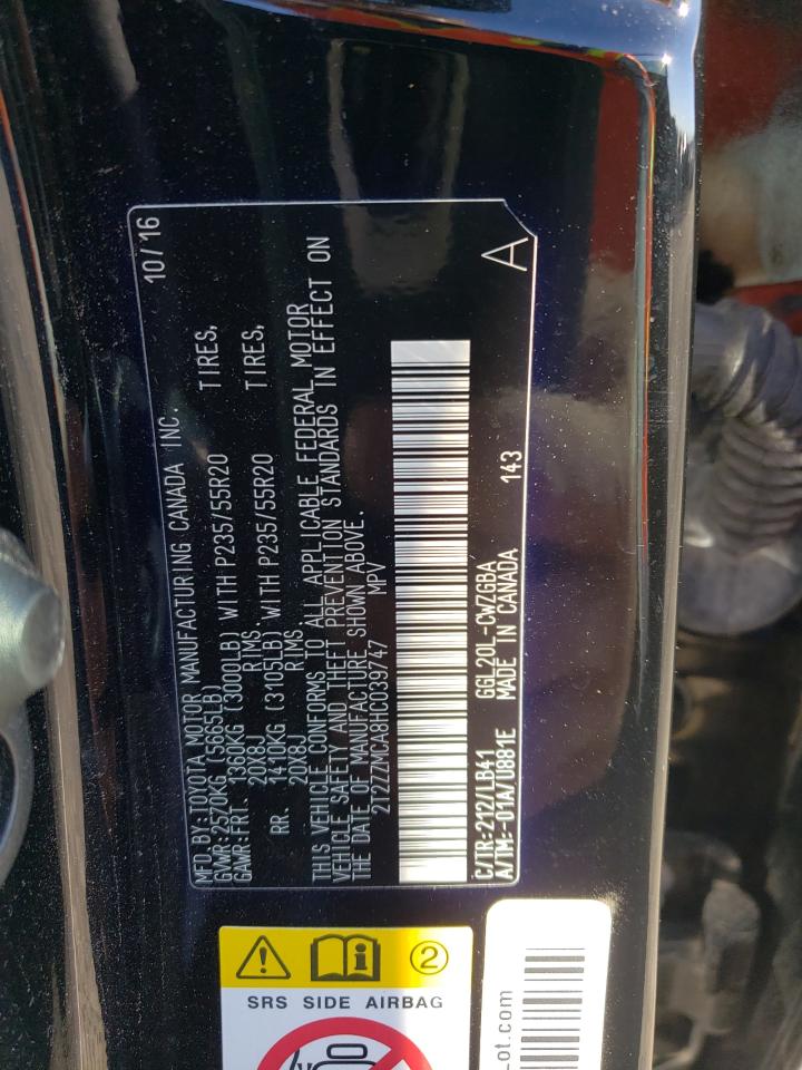 2017 Lexus RX VIN 2T2ZZMCA8HC039747 Copart auction photo, all over damage thumbnail 14