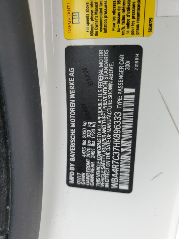 2017 BMW 4er VIN WBA4R7C37HK896333 Copart auction photo, all over damage thumbnail 14