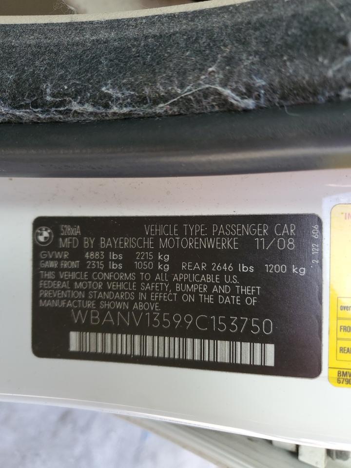 2009 BMW 5er VIN WBANV13599C153750 Copart auction photo, side damage thumbnail 13