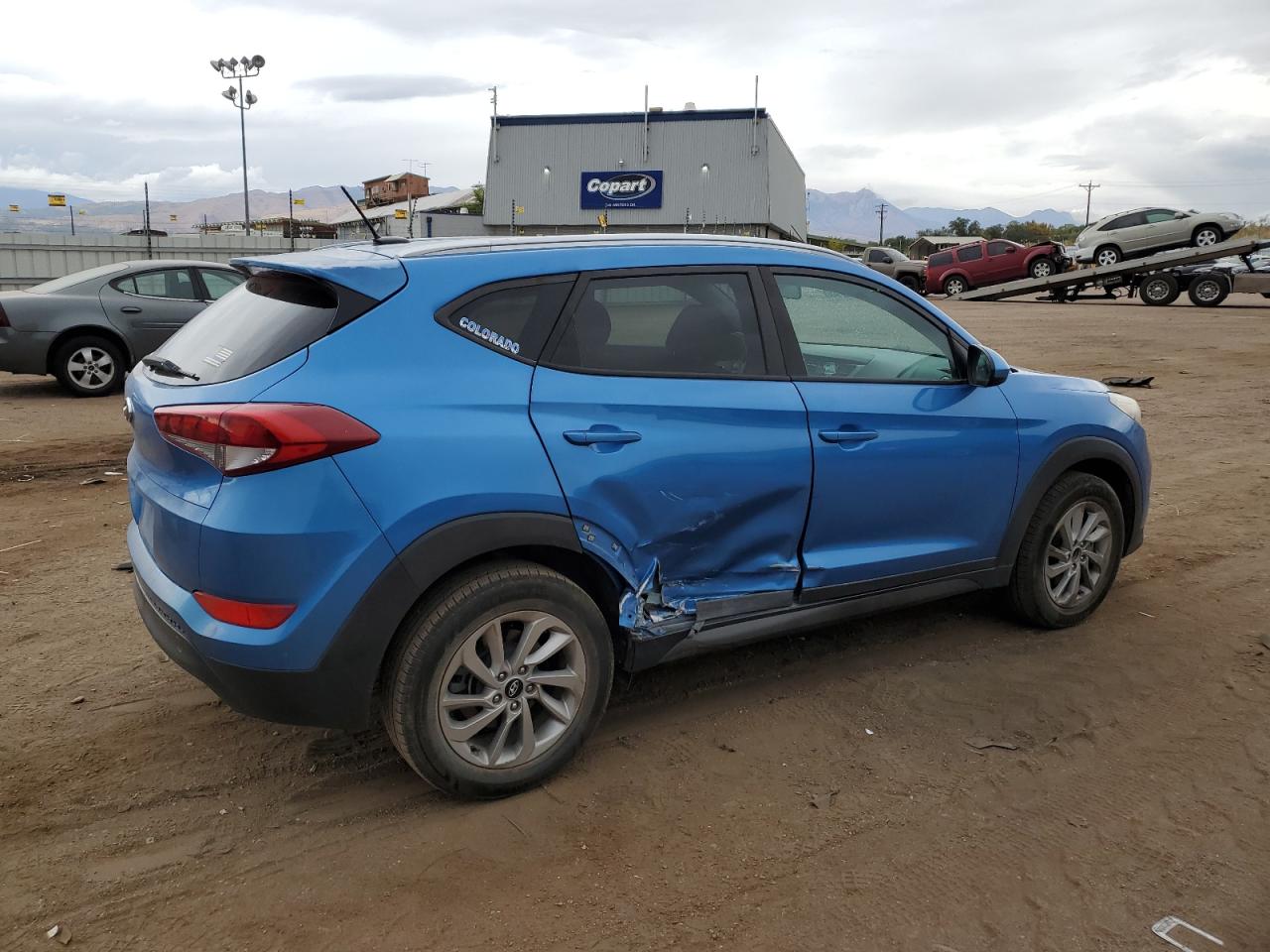 2016 Hyundai Tucson VIN KM8J33A40GU104713 Copart auction photo, side / front end damage thumbnail 3
