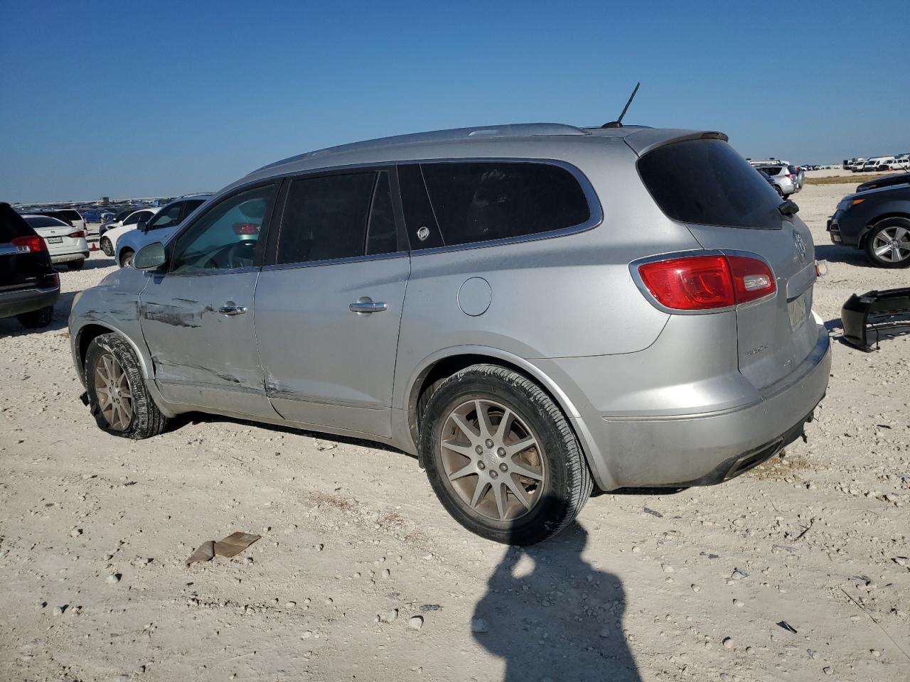 2015 Buick Enclave VIN 5GAKRBKD8FJ380526 Copart auction photo, side / front end damage thumbnail 2