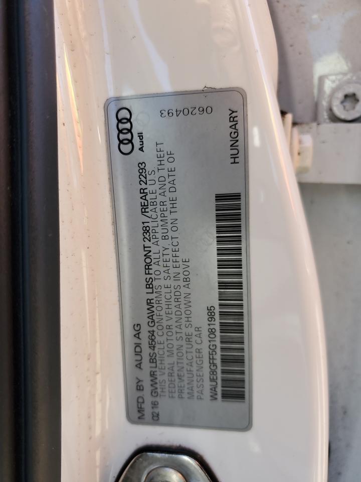 2016 Audi A3 VIN WAUE8GFF5G1081985 Copart auction photo, burn - engine / side damage thumbnail 12