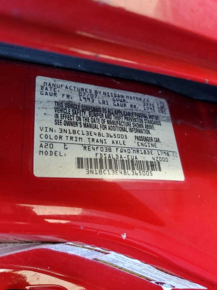2008 Nissan Versa VIN 3N1BC13E48L365005 Copart auction photo, side / minor dent/scratches damage thumbnail 14