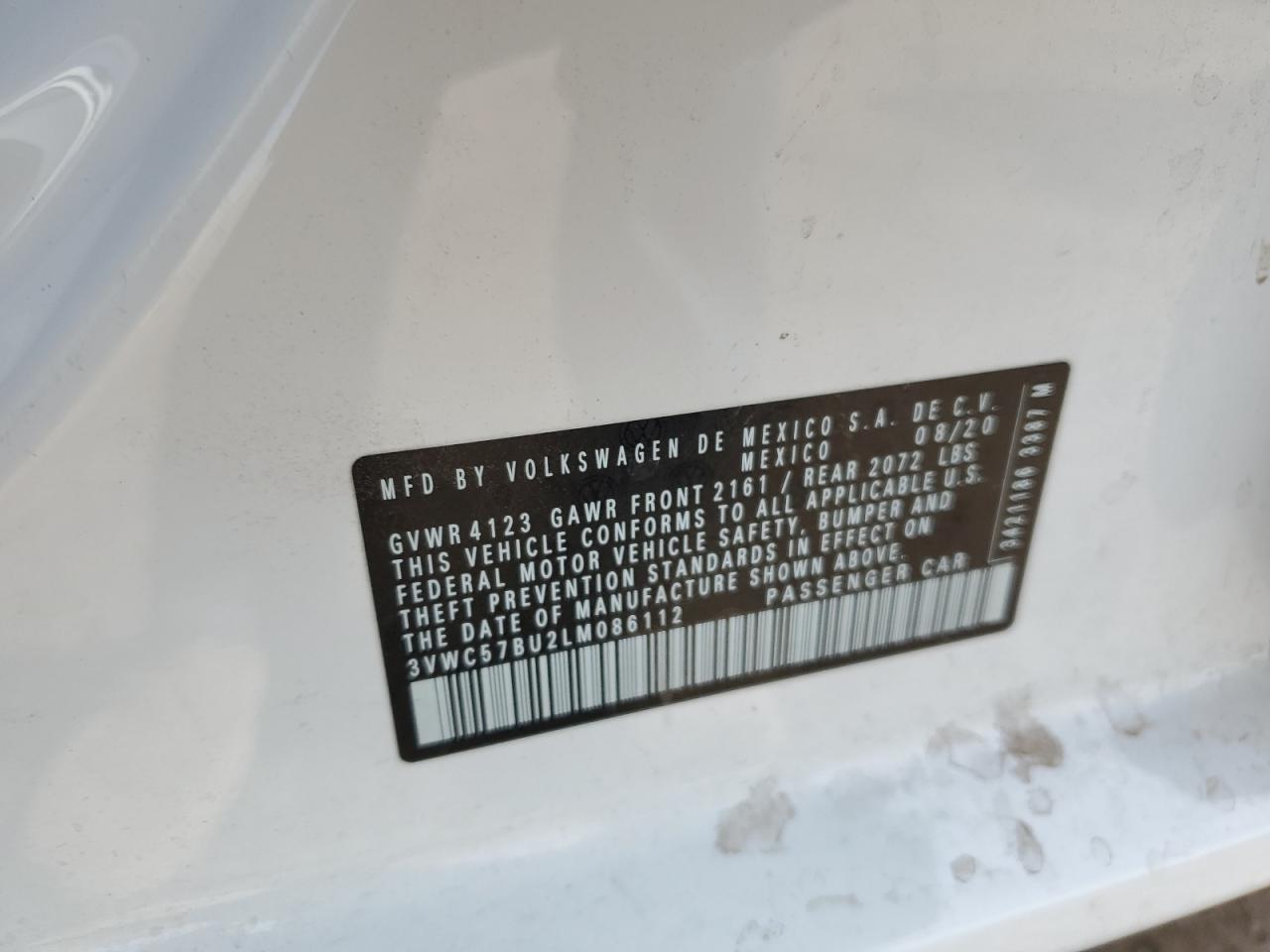 2020 Volkswagen Jetta VIN 3VWC57BU2LM086112 Copart auction photo, front end damage thumbnail 12