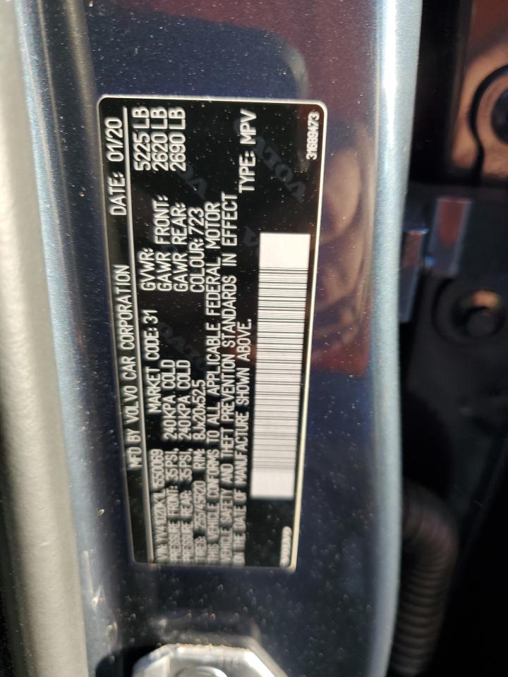 2020 Volvo XC60 VIN YV4102DK1L1550069 Copart auction photo, water/flood damage thumbnail 14