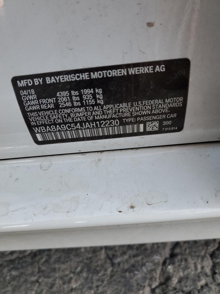 2018 BMW 3er VIN WBA8A9C54JAH12230 Copart auction photo, rear end damage thumbnail 13