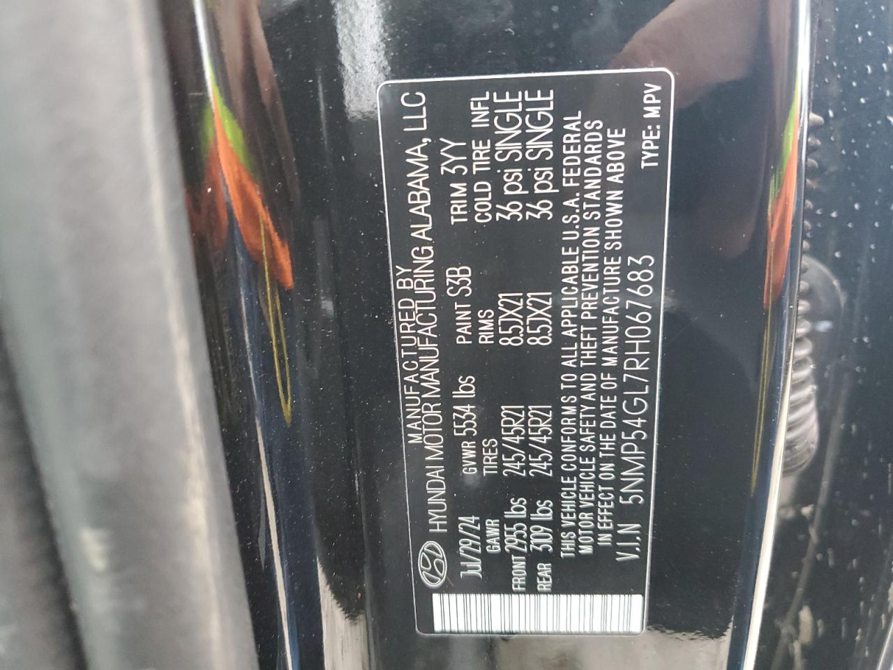 2024 Hyundai Santa Fe VIN 5NMP54GL7RH067683 Copart auction photo, rejected repair damage thumbnail 14