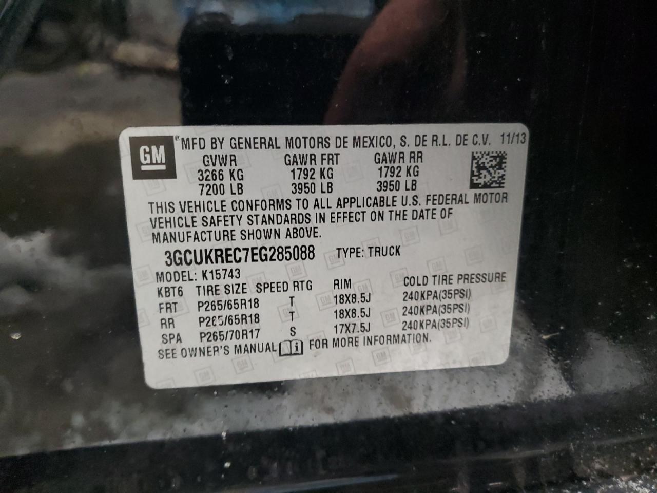 2014 Chevrolet Silverado VIN 3GCUKREC7EG285088 Copart auction photo, front end damage thumbnail 12