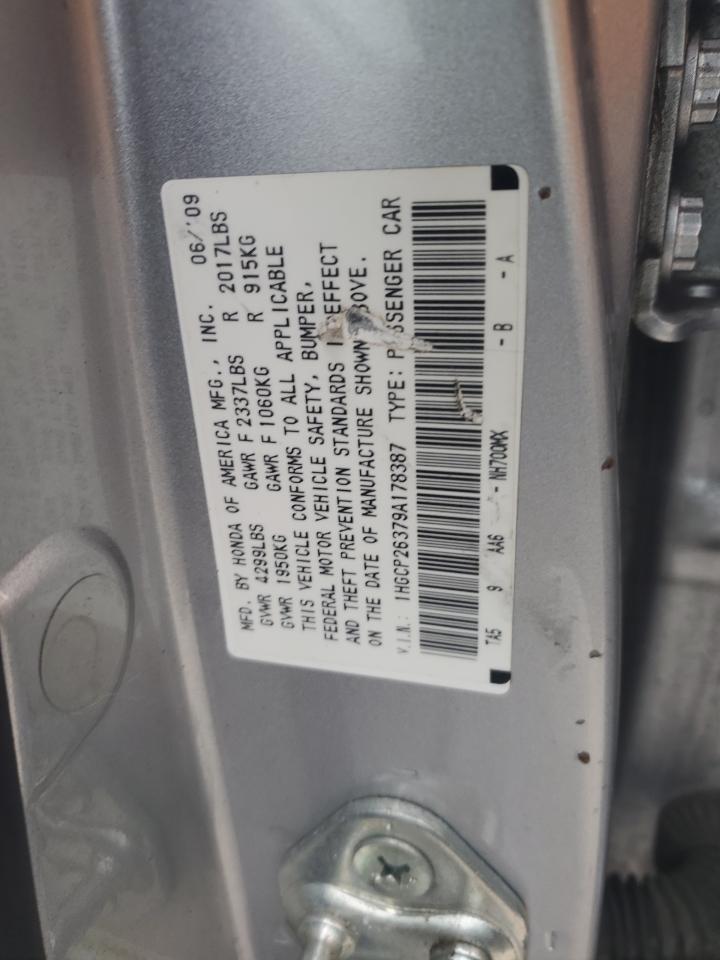 2009 Honda Accord VIN 1HGCP26379A178387 Copart auction photo, front end / side damage thumbnail 14