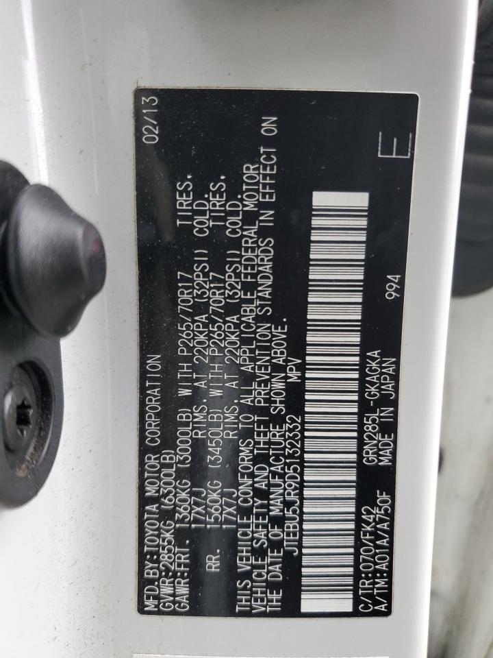 2013 Toyota 4Runner VIN JTEBU5JR9D5132332 Copart auction photo, rear end / front end damage thumbnail 13