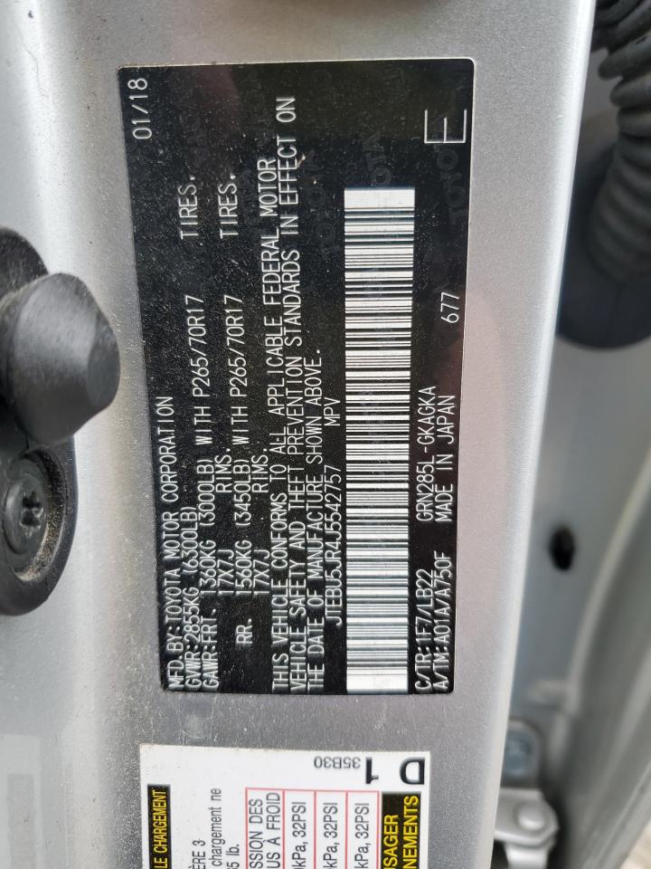 2018 Toyota 4Runner VIN JTEBU5JR4J5542757 Copart auction photo, all over damage thumbnail 13