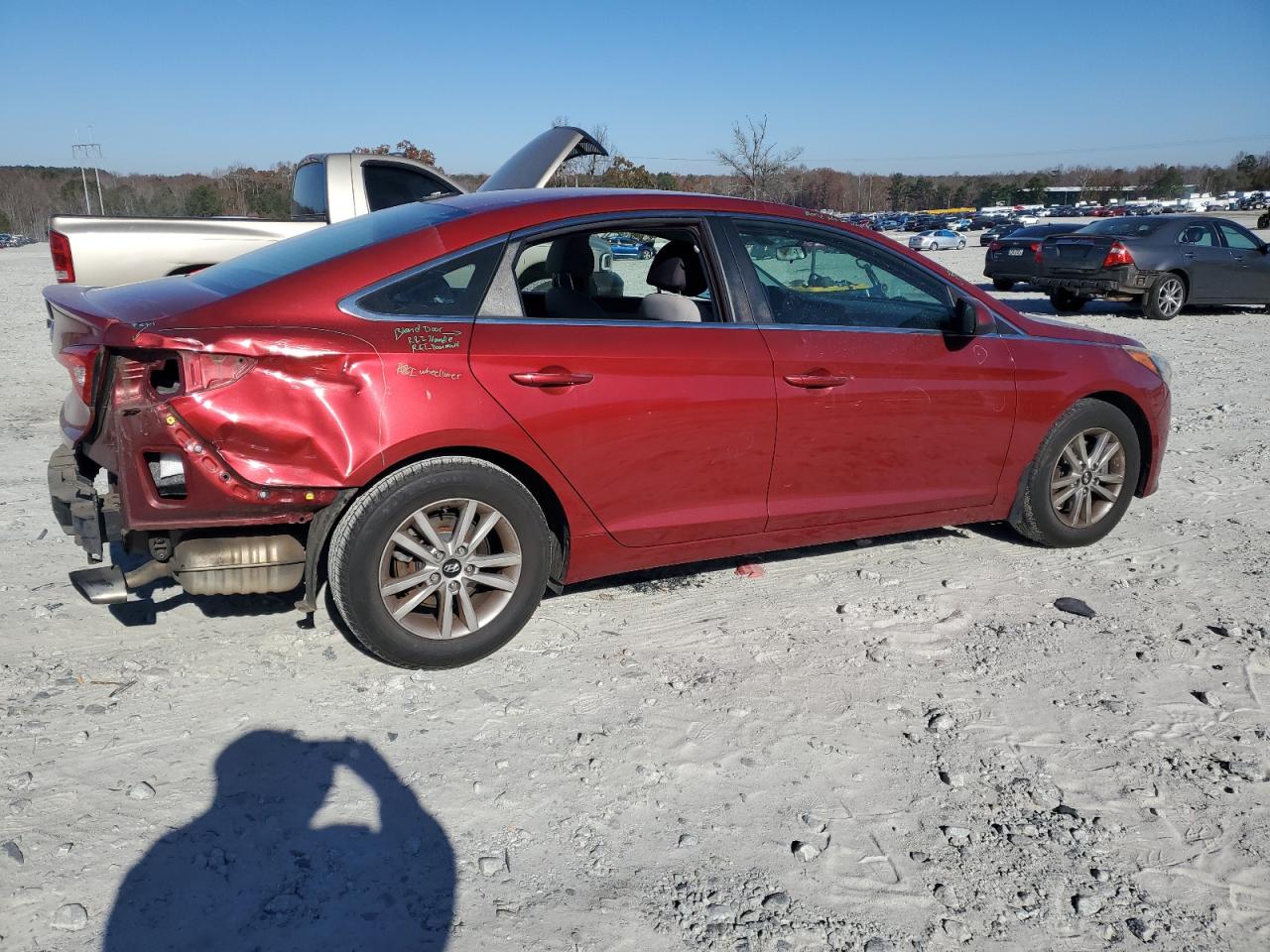 2015 Hyundai Sonata VIN 5NPE24AF7FH240135 Copart auction photo, rear end / side damage thumbnail 3