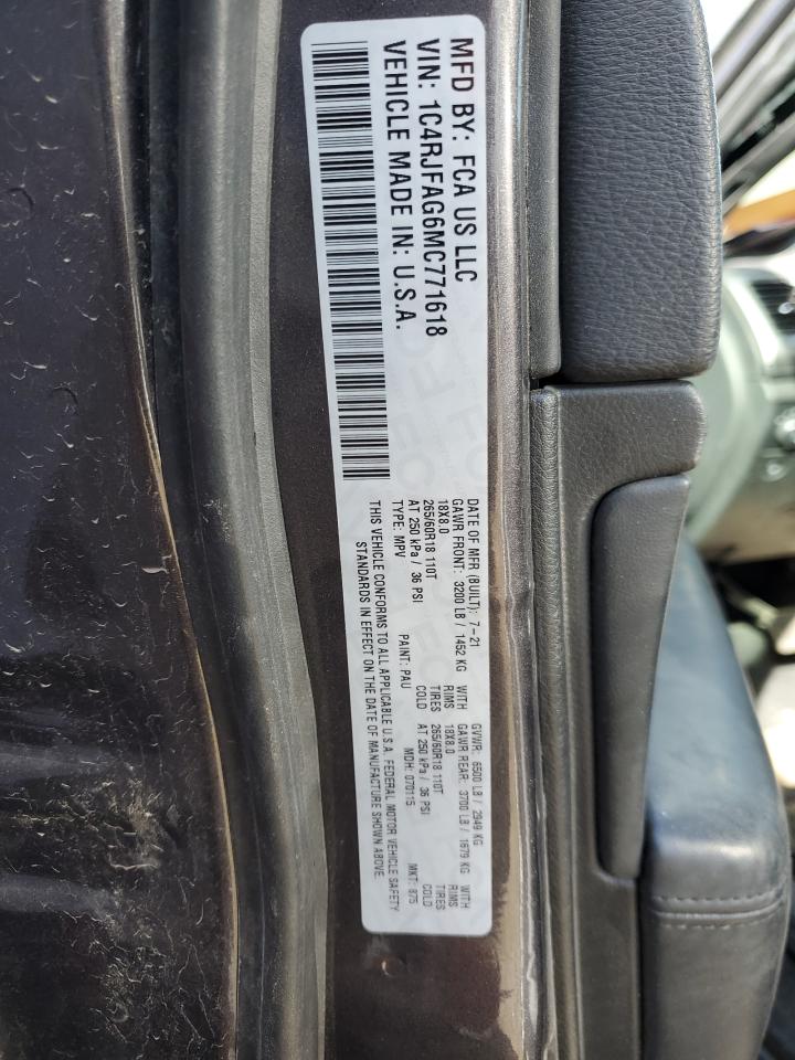 2021 Jeep Grand Cherokee VIN 1C4RJFAG6MC771618 Copart auction photo, front end / rear end damage thumbnail 15