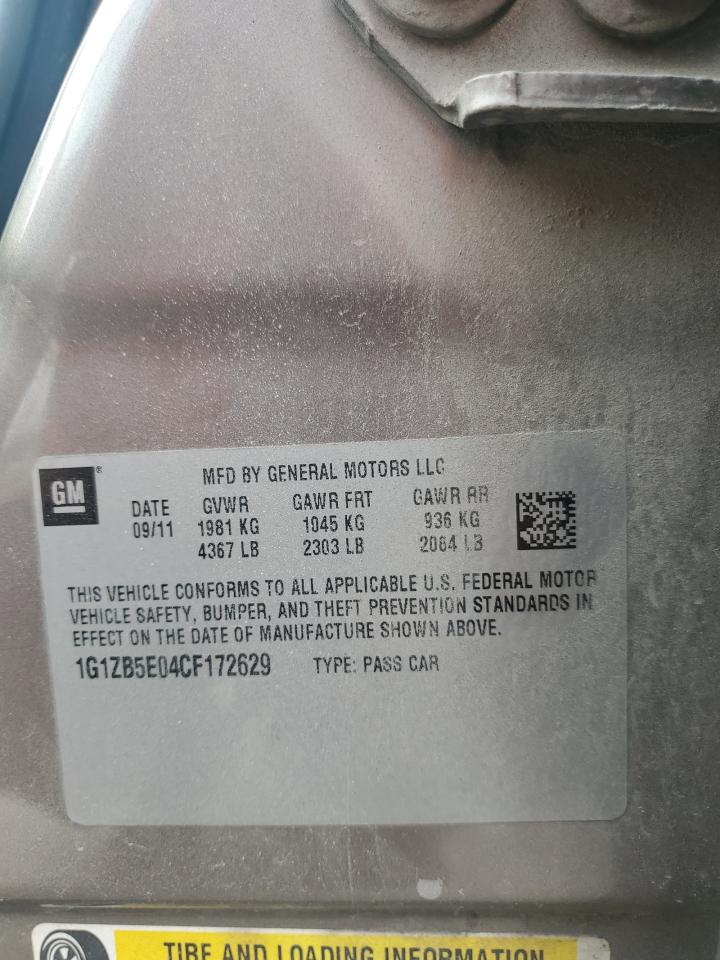 2012 Chevrolet Malibu VIN 1G1ZB5E04CF172629 Copart auction photo, front end damage thumbnail 12