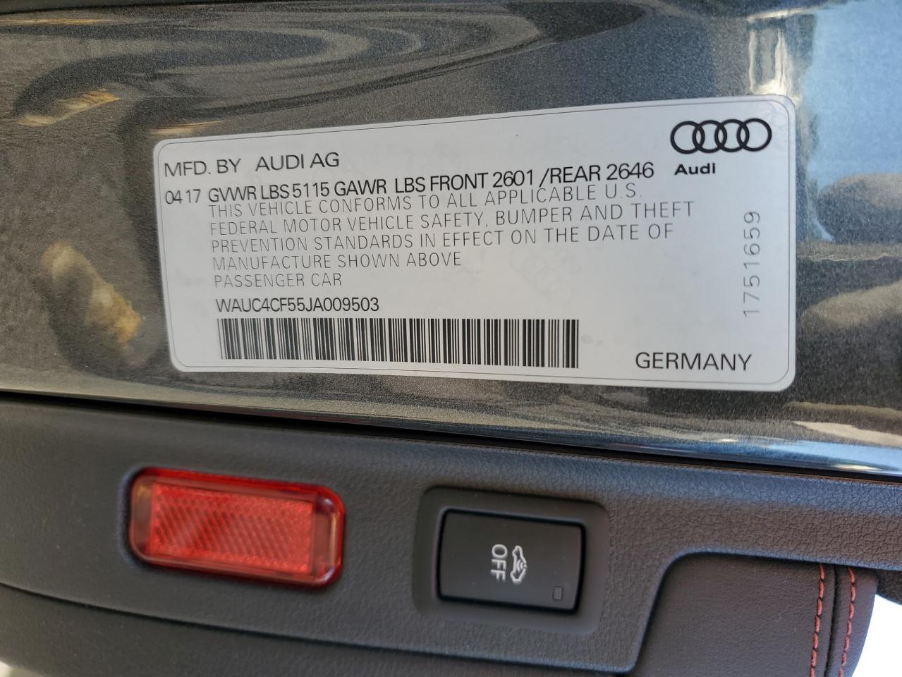 2018 Audi RS5 VIN WAUC4CF55JA009503 Copart auction photo, front end damage thumbnail 14