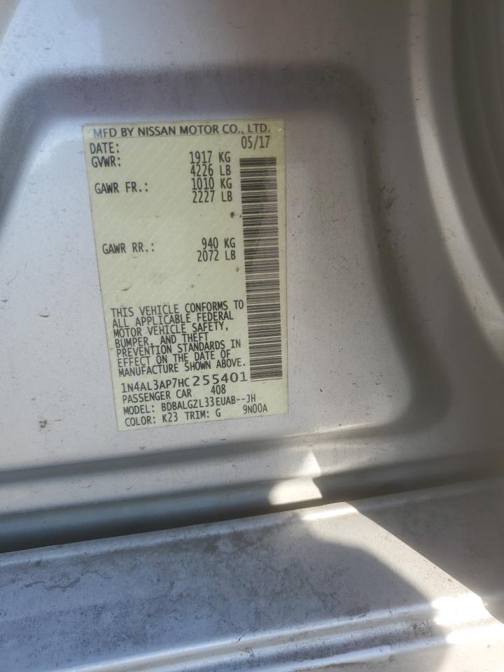 2017 Nissan Altima VIN 1N4AL3AP7HC255401 Copart auction photo, side damage thumbnail 12