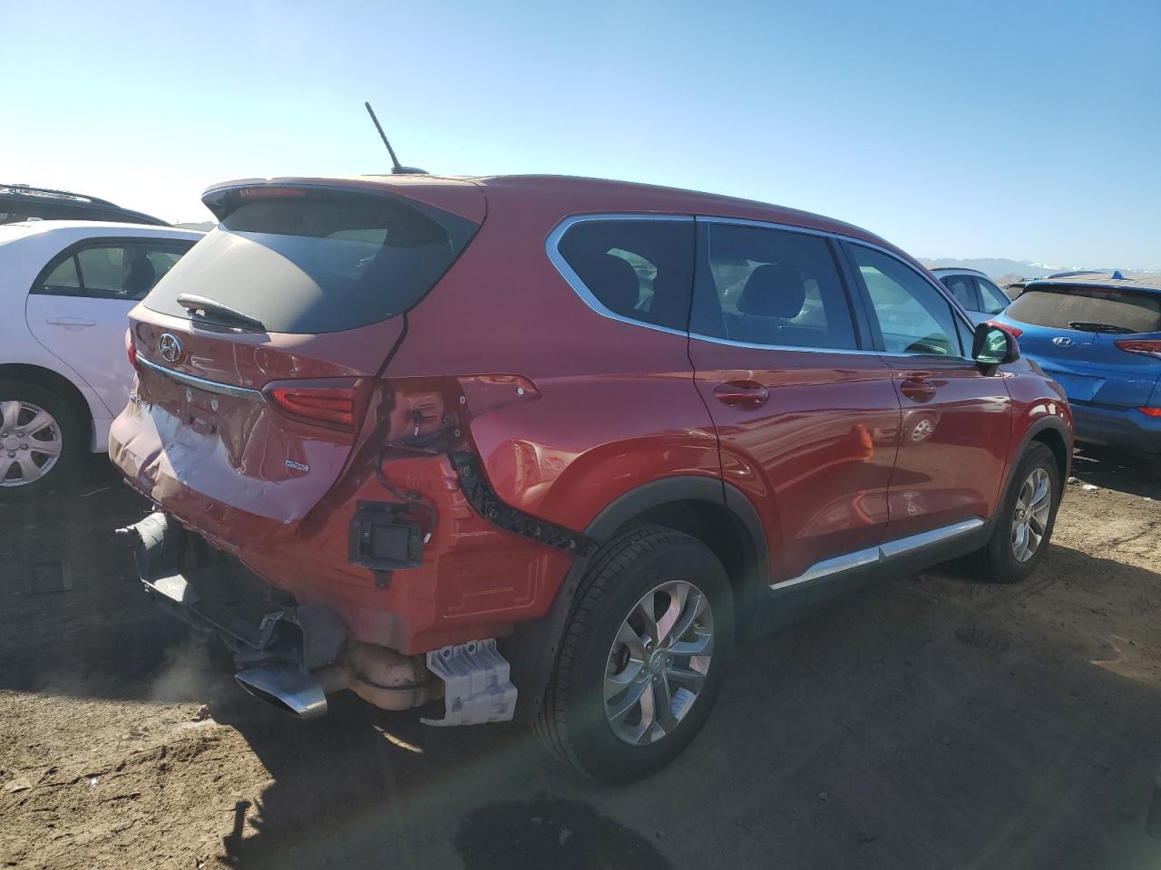 2019 Hyundai Santa Fe VIN 5NMS2CAD9KH092766 Copart auction photo, rear end / minor dent/scratches damage thumbnail 3