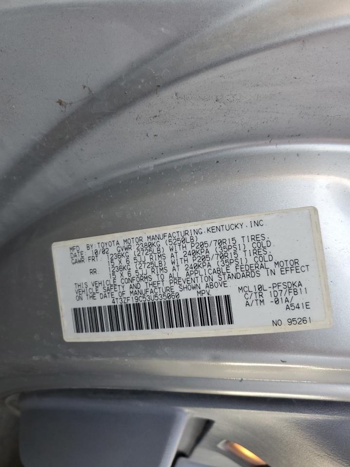 2003 Toyota Sienna VIN 4T3ZF19C53U535060 Copart auction photo, mechanical damage thumbnail 13