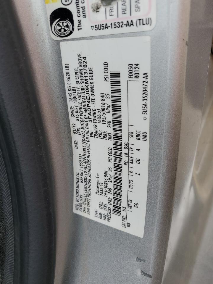 2019 Ford Fiesta VIN 3FADP4EJ0KM137824 Copart auction photo, front end / side damage thumbnail 15