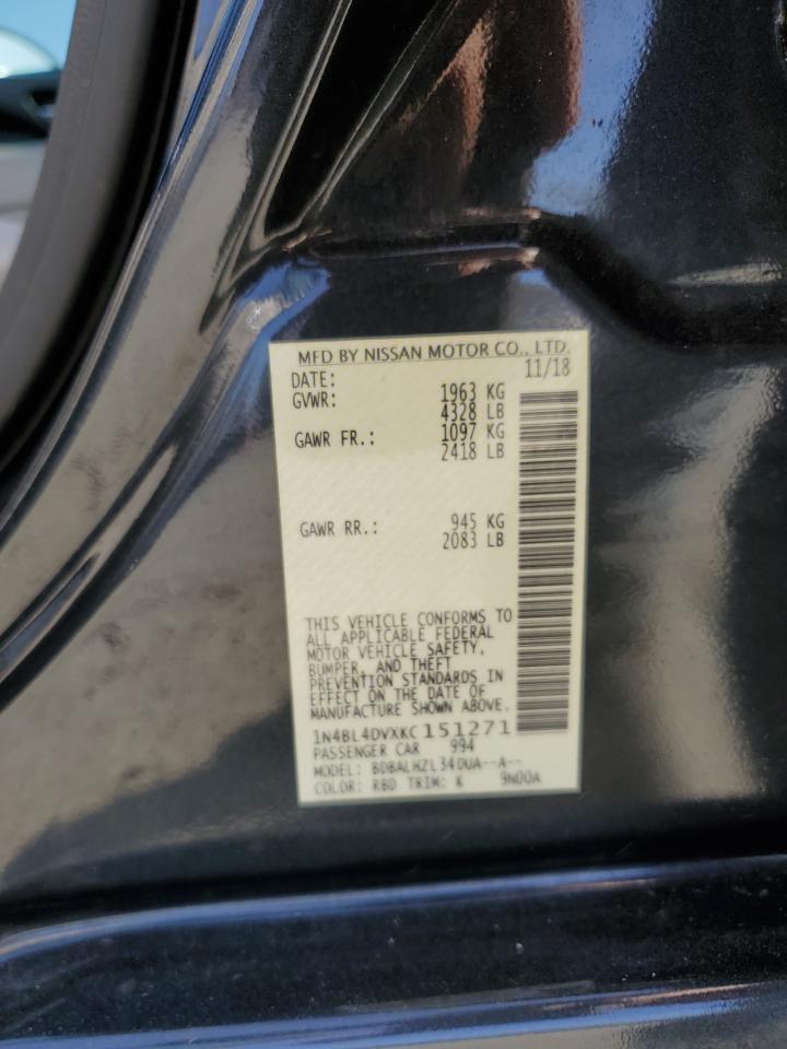 2019 Nissan Altima VIN 1N4BL4DVXKC151271 Copart auction photo, side damage thumbnail 12