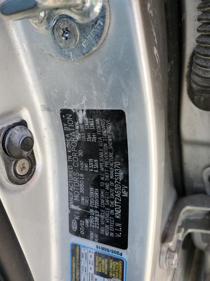 2013 KIA Soul VIN KNDJT2A61D7511370 Copart auction photo, front end damage thumbnail 12