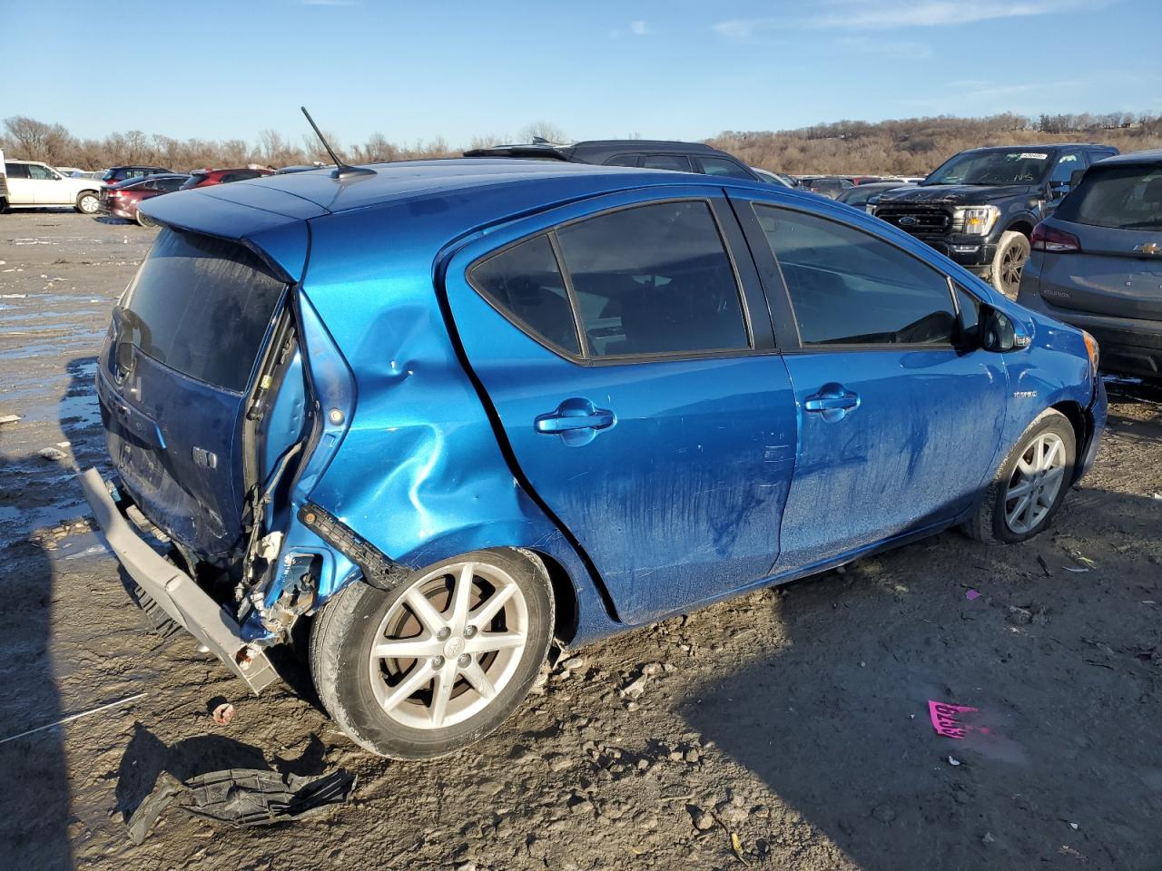 2014 Toyota Prius VIN JTDKDTB36E1067578 Copart auction photo, rear end / front end damage thumbnail 3