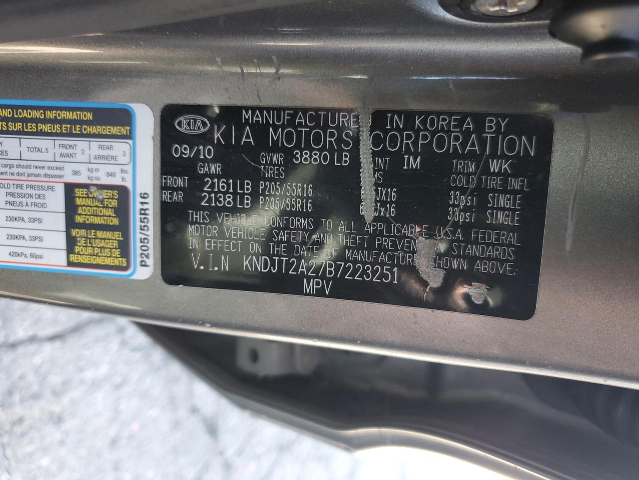 2011 KIA Soul VIN KNDJT2A27B7223251 Copart auction photo, vandalism damage thumbnail 13