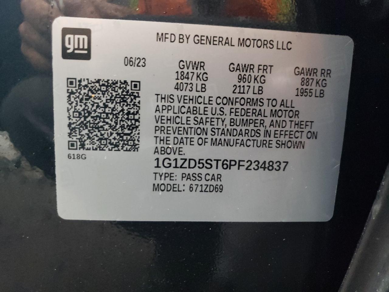 2023 Chevrolet Malibu VIN 1G1ZD5ST6PF234837 Copart auction photo, front end / side damage thumbnail 13