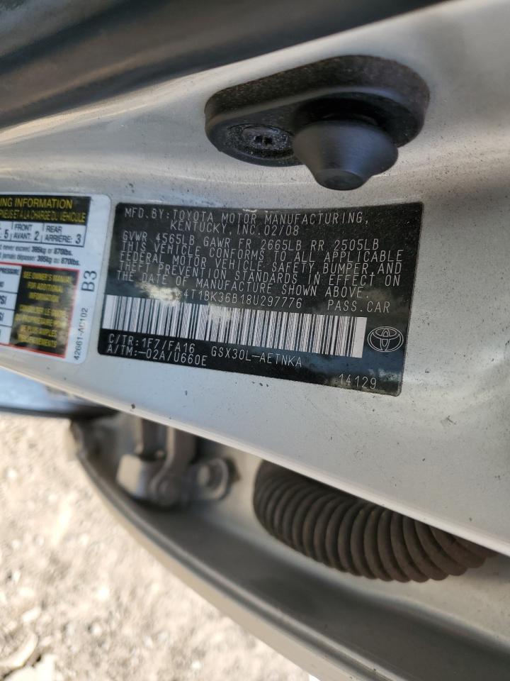 2008 Toyota Avalon VIN 4T1BK36B18U297776 Copart auction photo, side / rear end damage thumbnail 13