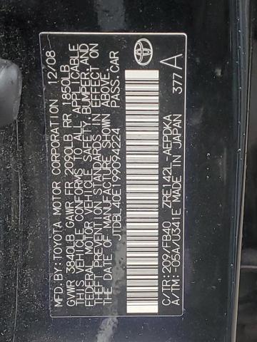 2009 Toyota Corolla VIN JTDBL40E199094224 Copart auction photo, front end / minor dent/scratches damage thumbnail 12